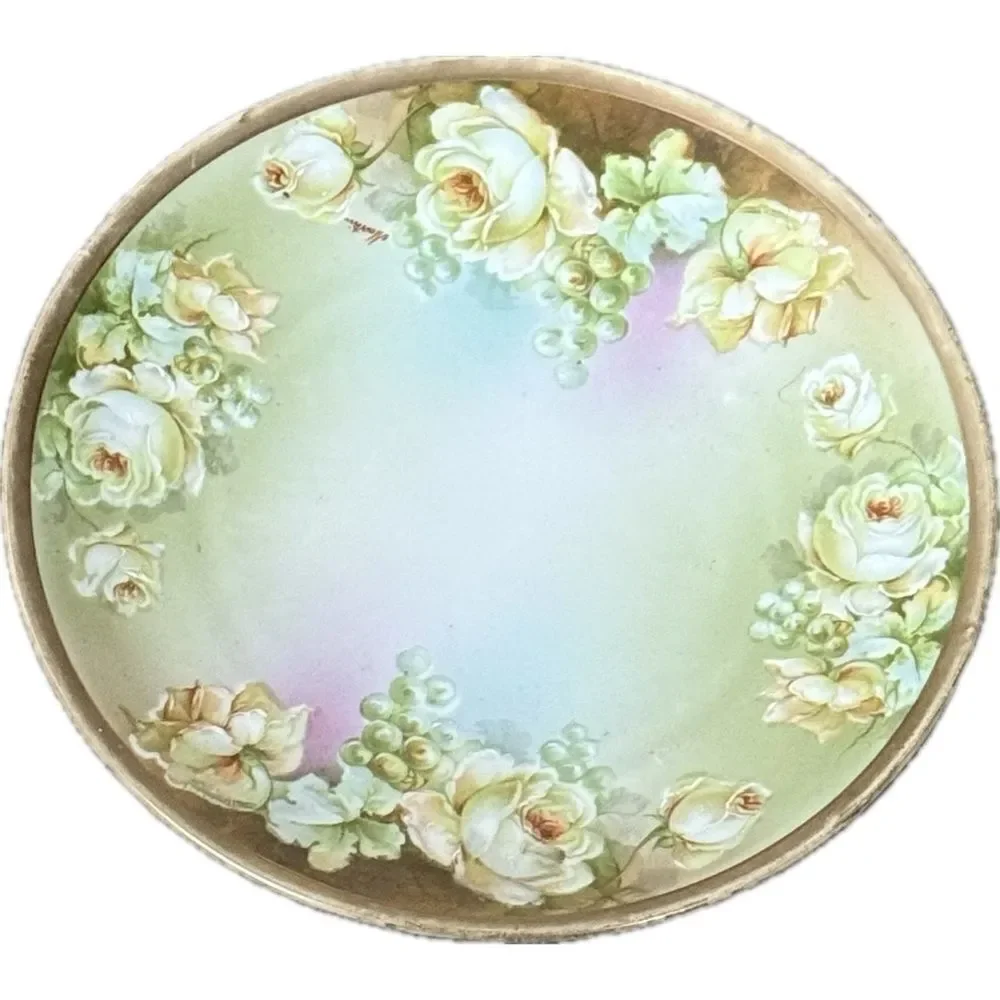 Vintage O&E‎ G Royal Austria Hand Painted Porcelain Plate, Roses & Grapes